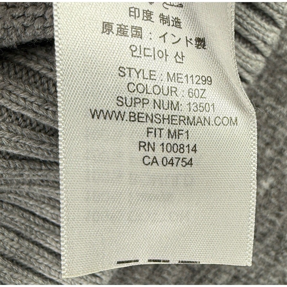 Ben Sherman Heritage Mens Gray Cable Knit Crew Neck Cotton Sweater Size Medium - Picture 6 of 9